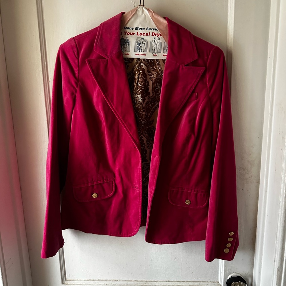 Women's Pink Velvet Blazer